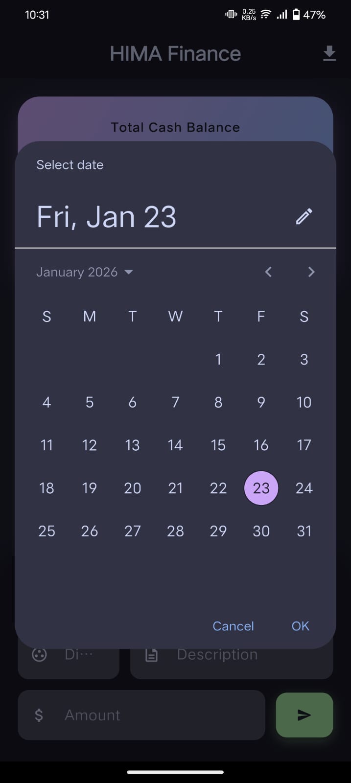 HIMA Financial App Screenshot 2